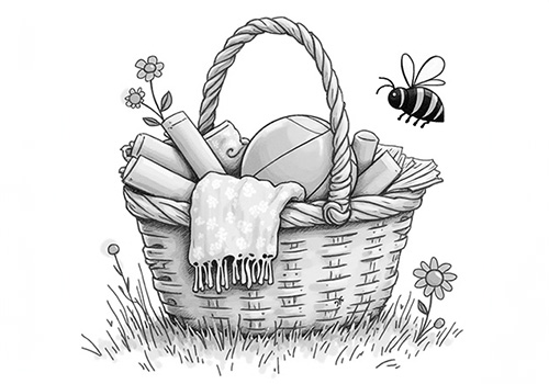 Picknickkorb mit Decke und Spielsachen