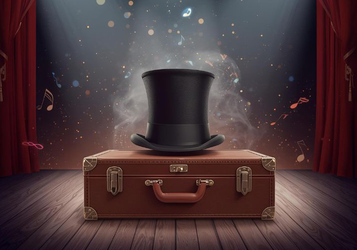 magischer Aktenkoffer und Zylinder